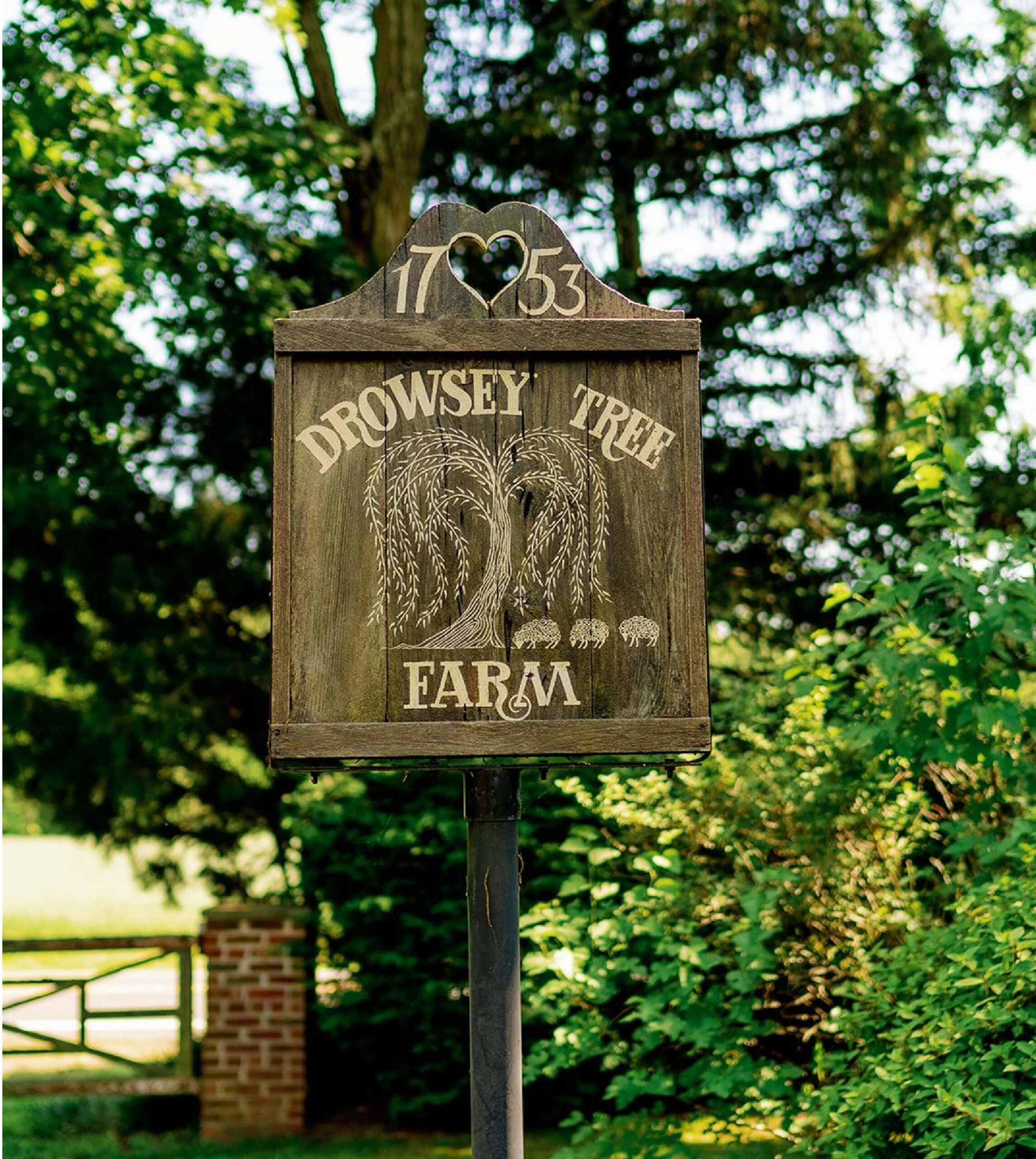 Wooden sign reads
